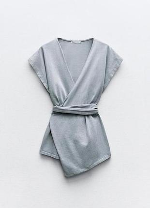 Стильный серый топ на запах zara