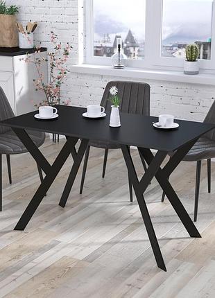 Стіл обідній loft design ішла 120х65 см, чорний матовий, лдсп, прямі кути