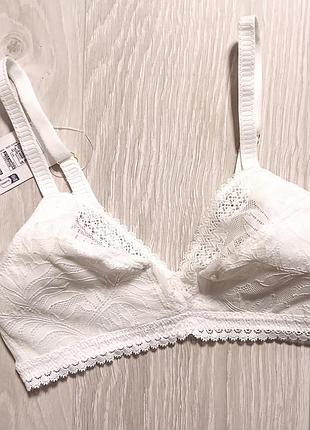 Білий мереживний бюстгальтер бралет marks & spencer