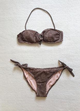 Купальник, мереживний, мереживо, коричневий, icean club