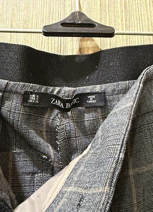 Брюки жіночі zara basic сірі в клітинку, розмір s 3