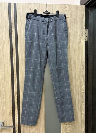 Брюки жіночі zara basic сірі в клітинку, розмір s