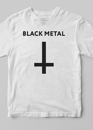 Футболка с принтом "black metal" белый