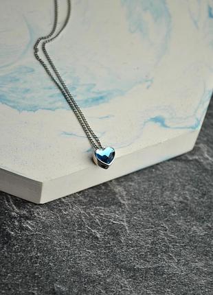 Кулон swarovski серце на ланцюжку медична сталь родій (x263-1)