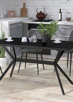 Обеденный стол loft design остин черный st7, 136.6x70 см, на металлических ножках, толщина столешницы 36 мм