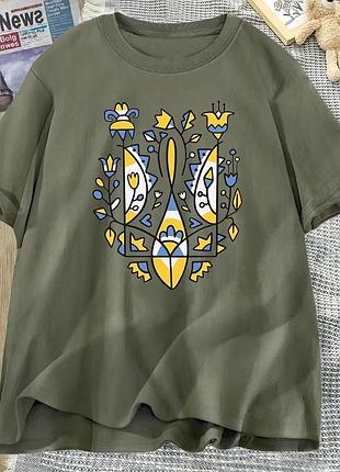 Футболка з гербом хакі, xl