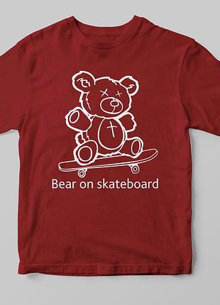 Футболка «bear on skateboard» бордовий