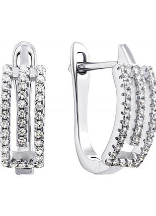 Серебряные серьги в стиле "givenchy" со вставкой фианит