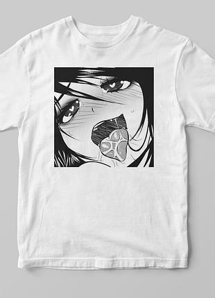 Футболка аниме 21/ahegao а3, белый