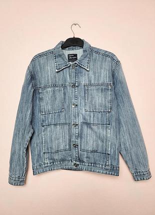 Джинсова куртка wrangler оверсайз з накладними кишенями, l–xl, синя