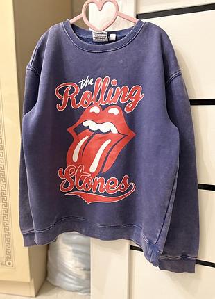 Світшот the rolling stones синій з принтом