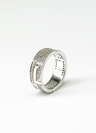 Серебряное кольцо в стиле "versace" с фианитами, размер 18,5, вес: 6.0 г