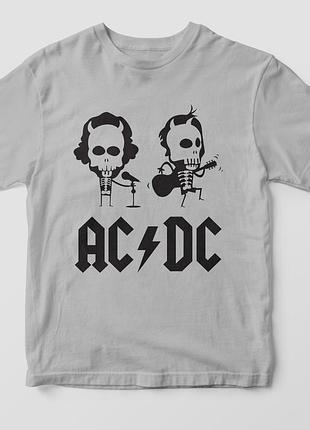 Футболка з принтом "rock. ac/dc" сірий