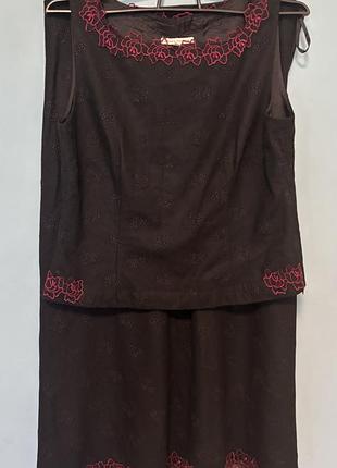 Костюм-двойка laura ashley (блуза та спідниця) з вишивкою