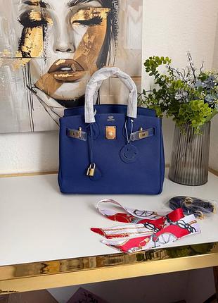 💙hermes birkin 30 натуральная кожа сумка биркин королевский синий кобальт премиум люкс