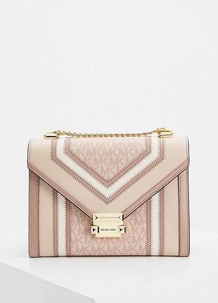 Жіноча сумка michael kors whitney medium color-block and signature logo shoulder bag у ніжно-рожевому комбінованому забарвленні .