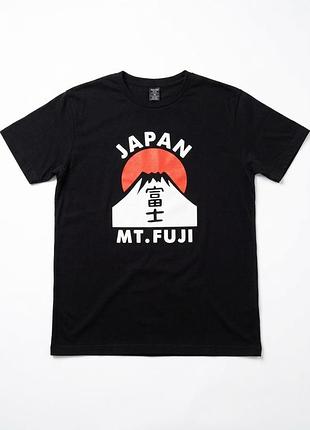 Футболка чоловіча чорна з японським принтом mt. fuji, розмір l