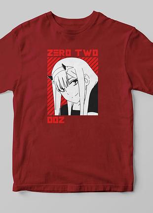 Футболка «002 zero two» а4, бордовий