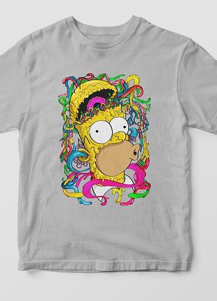 Футболка з принтом simpson сірий
