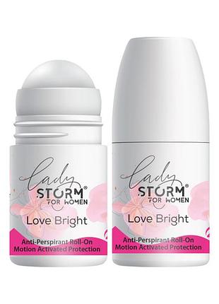 Жіночий роликовий дезодорант-антиперспірант lady storm love bright, 50 мл