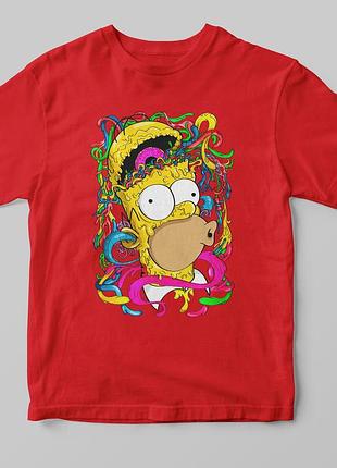 Футболка з принтом simpson червоний