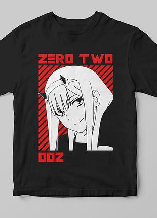 Футболка «002 zero two» а3, чорний