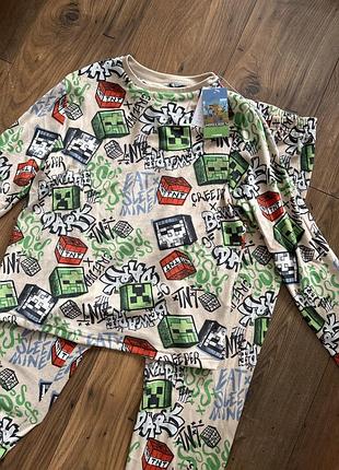 Піжама primark для хлопчика майнкрафт minecraft creeper кріпер велюрова піжама тепла для хлопчиків на хлопця 146 152 розмір 10-11 років 11-12 років