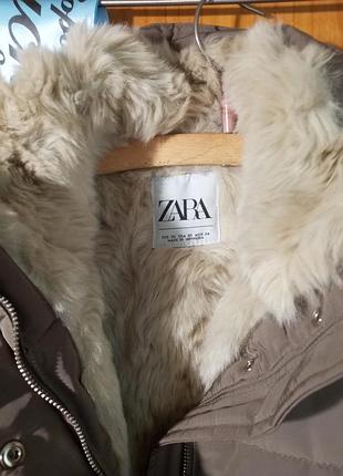 Пуховик жіночий zara коричневий орігінал