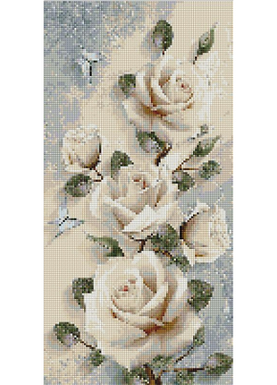 Набір алмазної мозаїки colorart білі троянди панно 29х59 ts1301