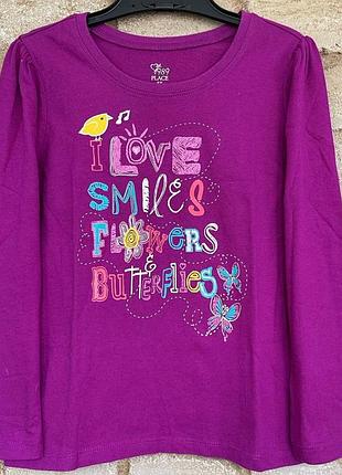 1, реглан с надписью i love smiles сhildrensplace размер 5т рост 104-111 см