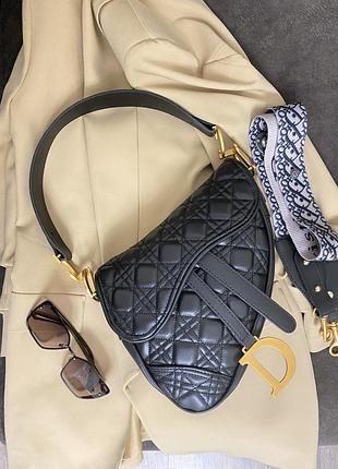 Christian dior saddle чорний шкіряний