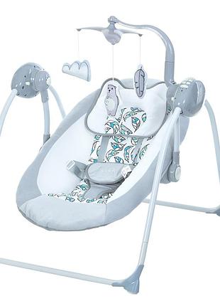 Колыбель-качеля электрическая укачивающий центр me 1075 teddy gray mint feathes