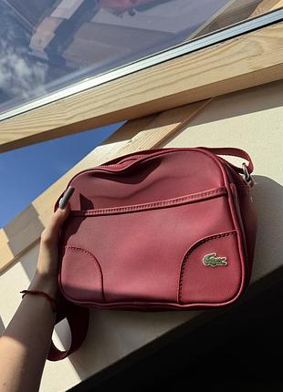 Сумка-месенджер lacoste червона через плече