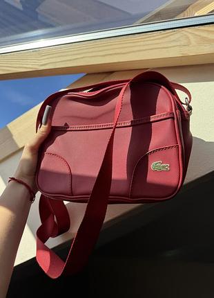 Сумка-месенджер lacoste червона через плече 2