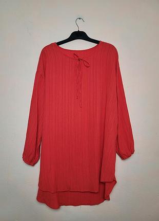 Червона туніка великого розміру 6xl–7xl, оверсайз, з асиметричним низом