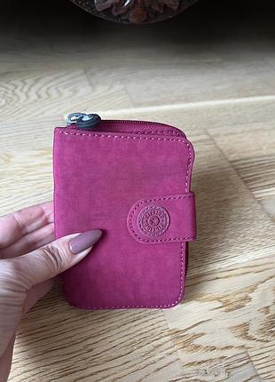 Оригінальний компактний гаманець kipling (бордовий / фуксія)