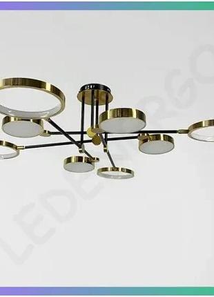 Потолочная led люстра linef 45вт цвет 4000к латунь дизайнерская для интерьера черная sku_oledim_lf-aoc21/8