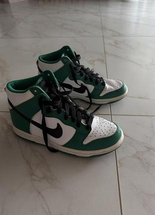 Кросівки унісекс nike dunk high білі із зеленим