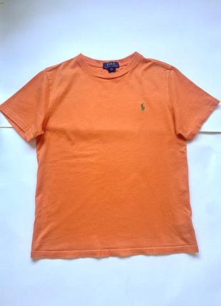 Женская оригинальная оранжевая футболка polo ralph lauren / хлопковая футболка ральф лорен оригинал 🍊
