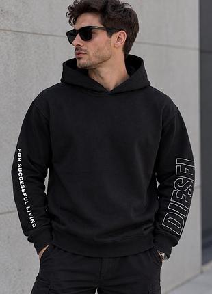 Чоловіче оригінальне худі diesel loungewear (чорне / графітове)