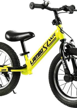 Біговел 14" з підніжкою, ручне гальмо велобіг "corso lambo" lb-14704
