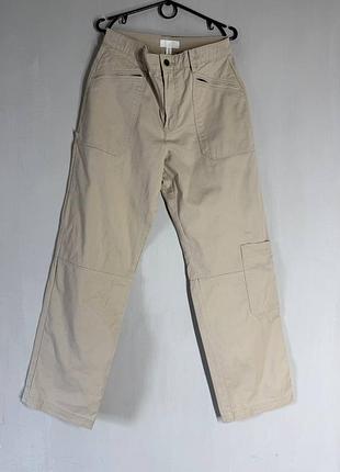 Стильные женские хлопковые брюки карго h&amp;m (размер eur 38 / m) - бежевые / песочные / utility / высокая посадка