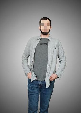 Чоловіча сорочка polo ralph lauren featherweight mesh shirt сіра