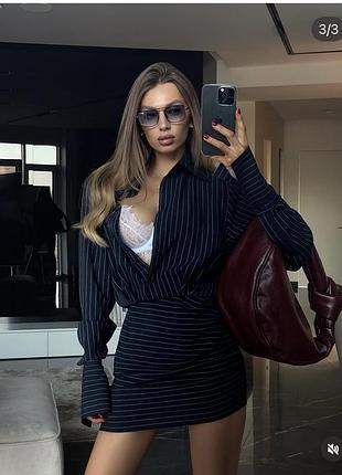 Жіноча коротка сукня one luxe синя в смужку розмір s