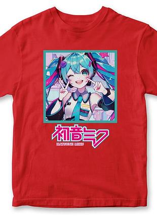 Футболка унисекс "hatsune miku" мику хацунэ 2 красний, xl