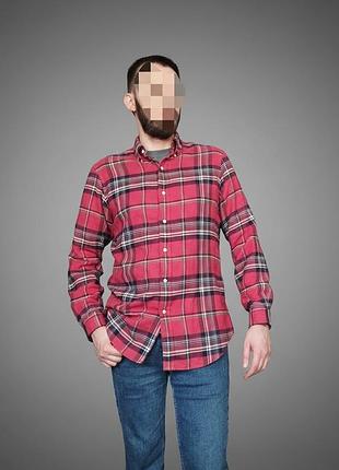 Чоловіча сорочка polo ralph lauren performance flannel shirt червона в клітинку