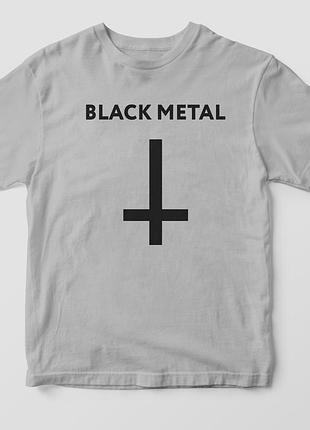 Футболка с принтом "black metal" серый