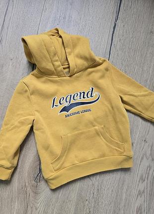 Толстовка для хлопчика тепла гірчична з написом legend