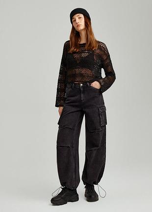 38 / s - м фирменные широкие женские джинсы карго джинсы wide leg house оригинал