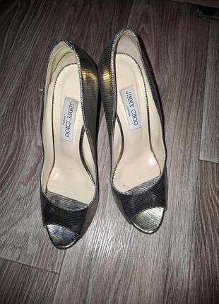 Розкішні туфлі jimmy choo peep-toe на витонченій танкетці (оригінал)